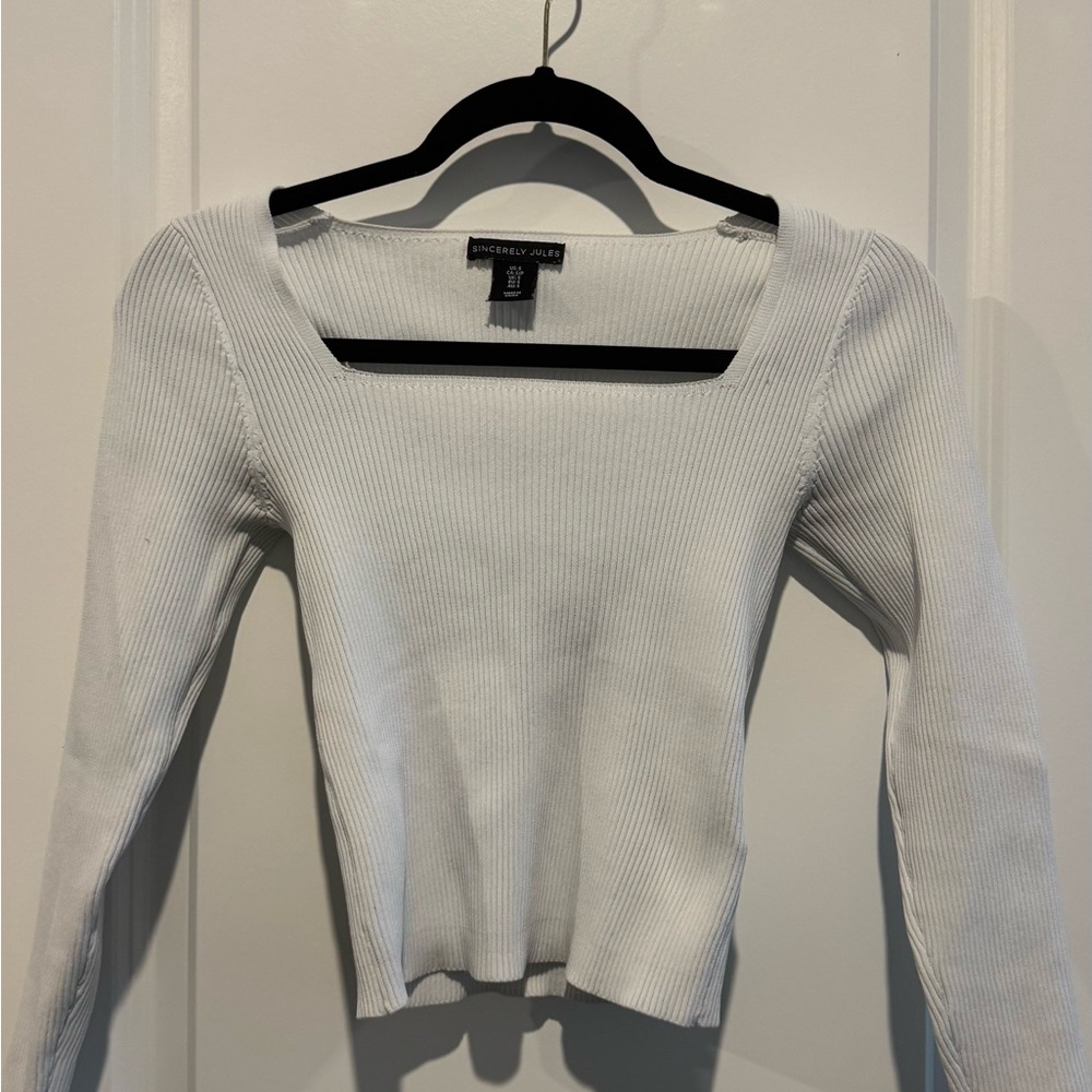 Sincerely Jules White Ribbed Top